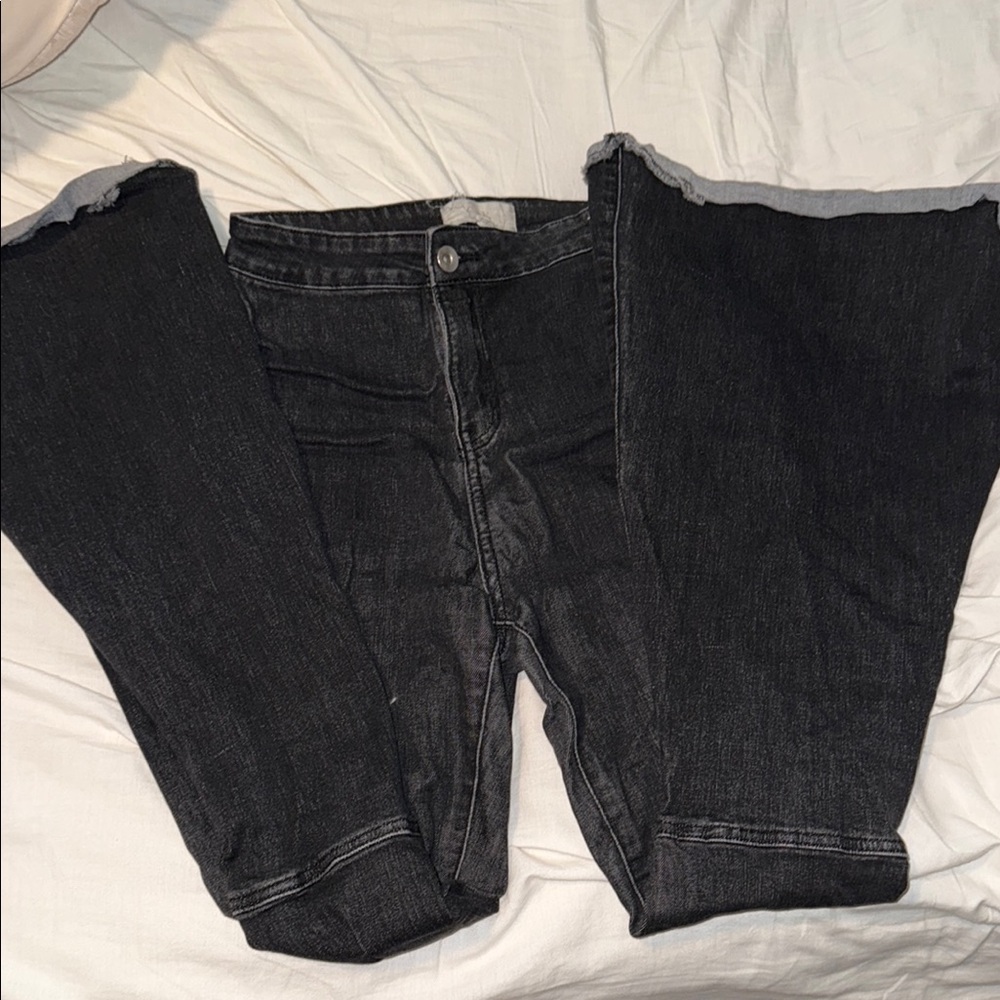 Chelsea & Violet Black Flare Wide Leg Jeans
